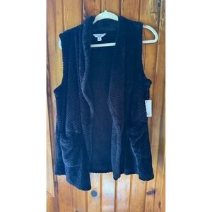 Croft & Barrow Plush Fleece Vest Sleeveless Pockets Cozy Black Croft & Barrow‎ M
